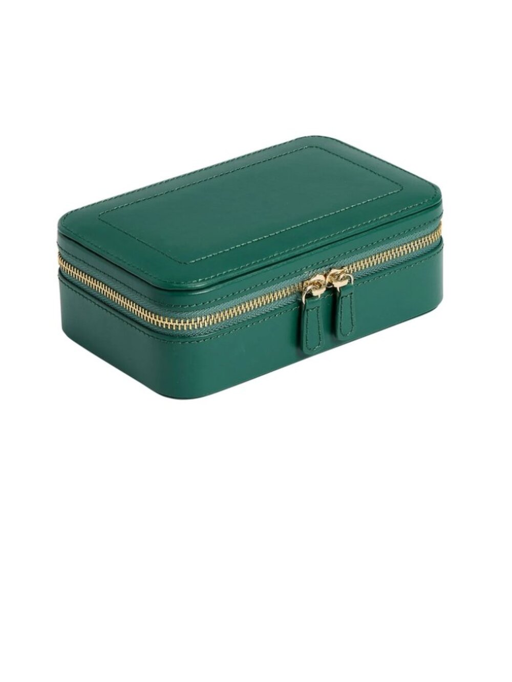 WOLF Sophia Green Leather Jewelry Travel Zip Case